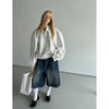 Women Fluffy Metro Calf Length Denim Shorts