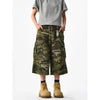 Heavy-Duty Metro Woodland Wide Leg Utility Denim Shorts