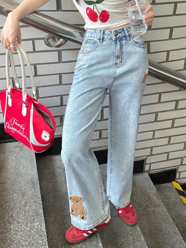 Seoul Style Heritage Stitched High-Rise Denim