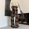 Plaid Drape Straight Trousers