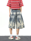 Metro Comfort Flame Wash Wide Leg Denim Shorts
