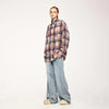 Model wearing the blue Loose Fit Cargo Jeans
