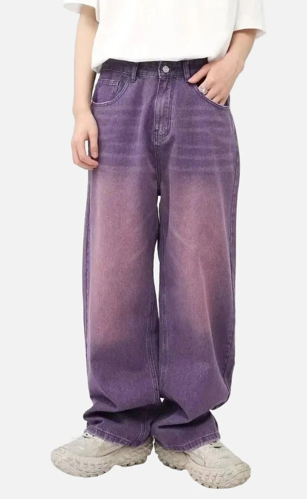 Purple Western Style Ombre Bell-Leg Denim