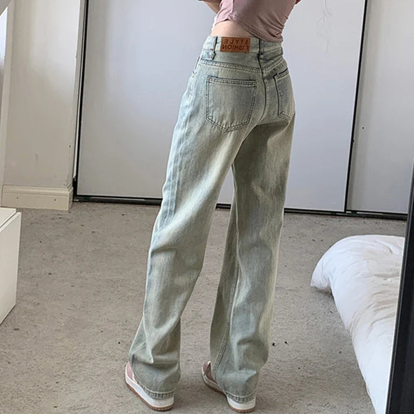 Classic Faded High-Rise Wide Denim alternatif görünüm