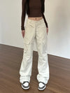 White High-Rise Baggy Cargo