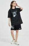 Aged Doberman Designed Stone-Rinsed Black T-Shirt