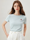 Cherry Needle-Art Scalloped T-Shirt