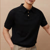 Timeless Easy-Wear Prestige Knitted Placket-Neck Short Sleeve T-Shirt