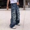 Vintage Yıkanmış Yırtık Detaylı Jean Pantolon, yakın çekim — Navra Wear