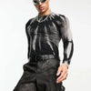 Block-Style Slim Fit Long Sleeve Illustrated T-Shirt