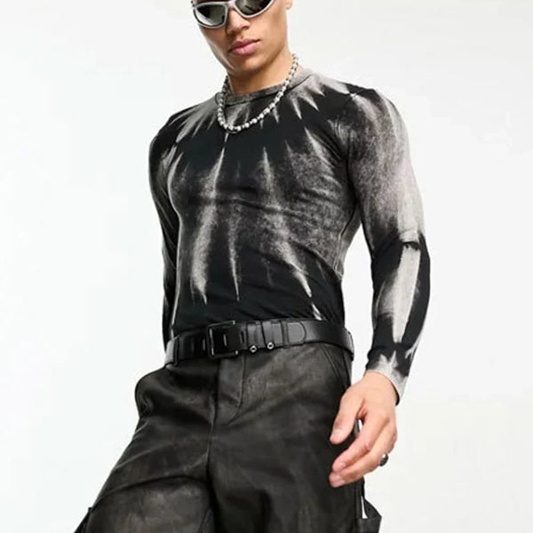Block-Style Slim Fit Long Sleeve Illustrated T-Shirt