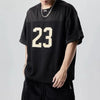 Sporty Stars-and-Stripes Style Print Jersey Mesh T-Shirt