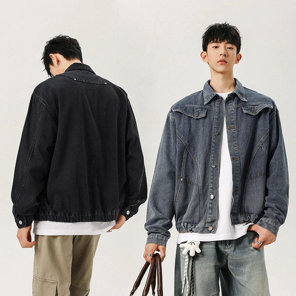 2000s Seoul Autumn Washed Denim Jacket alternatif görünüm