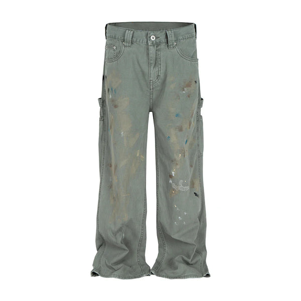 Heritage Ice Faded Paint Splash Utility Denim