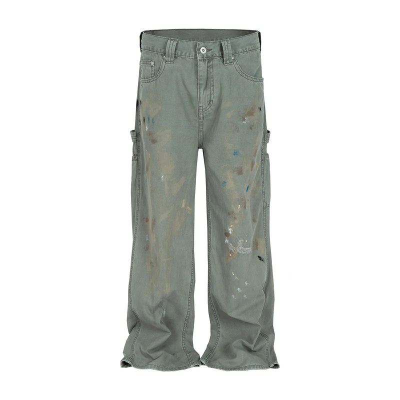Heritage Ice Faded Paint Splash Utility Denim