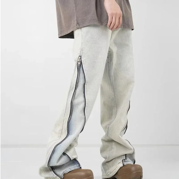 Wide Zipper Bell-Leg Denim alternatif görünüm