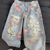 Classic Peony Flower Woven Pattern Torn Denim