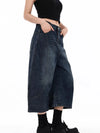 Heritage Wash Wide Leg Barrel Denim Shorts