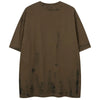 Boxy-Fit Grit-Style Wings-Print Needle-Art Color-Burst T-Shirt