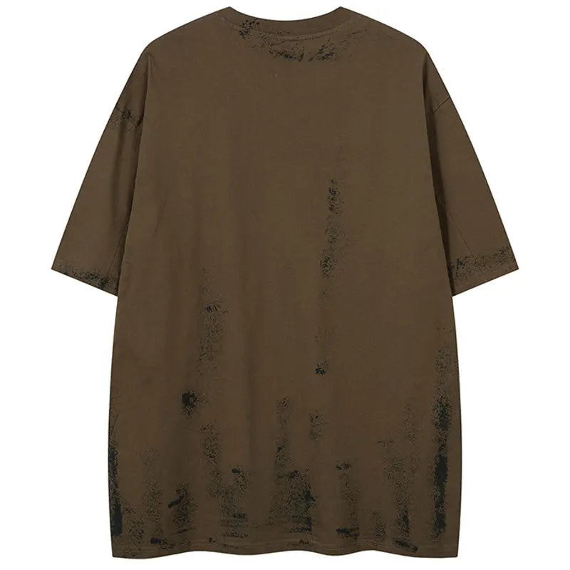 Kelebek Baskılı Oversize Tişört, arka görünüm — Navra Wear