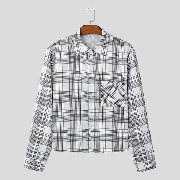 Mens Easy Plaid Oversize Long Top alternatif görünüm