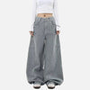 2000s Striped Curved Knife Bell Leg Utility Denim
