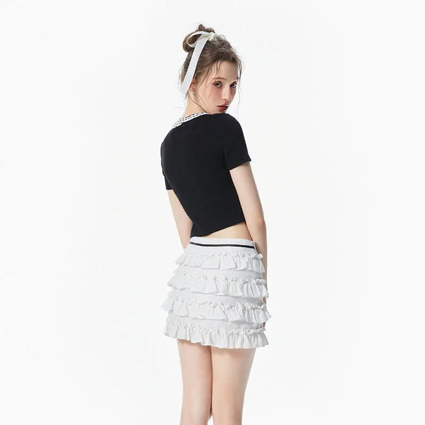 Time-Worn Freedom-State Letter Print Midriff T-Shirt alternatif görünüm