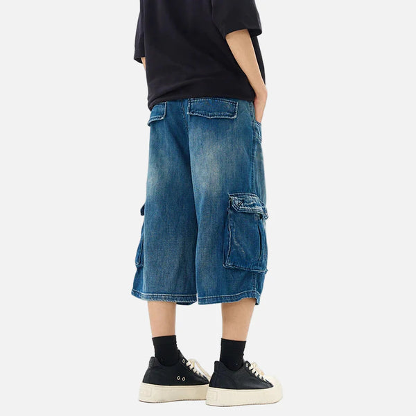 Faded Easy Cut High Street Utility Denim Shorts alternatif görünüm