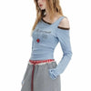Shoulder Off Collar Diagonal Sexy T-Shirt