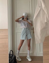 Powder Blue Biker High-Rise Shorts