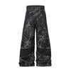 Lightning Spliced Bell Leg Faded Denim