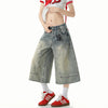 Metro Sleek Mosaic Wide Leg Denim Shorts