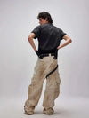 Yıkanmış Mozaik Desenli Jean Pantolon, yakın çekim — Navra Wear