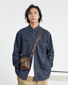 Mens Denim Retro American Casual Long Top