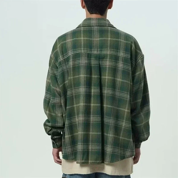 Plaid Lapel Cool Vintage Autumn Top alternatif görünüm