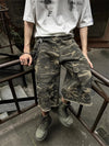 Camo Utility Cropped Denim Shorts