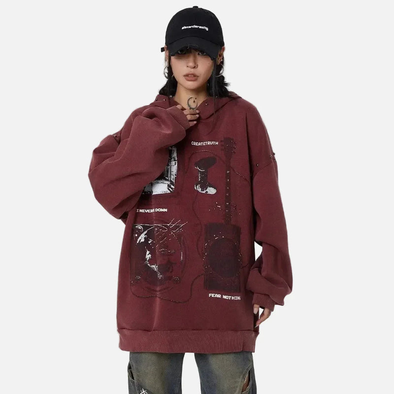 2000s Oversized Urban Beat Couple Sweatshirt