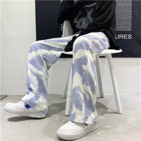 Stripe Wild Printed Bell Leg Denim alternatif görünüm