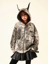 Fierce Dog Print Hood Sweatshirt