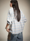 Cobalt Check Fringe Long Sleeve Shirt