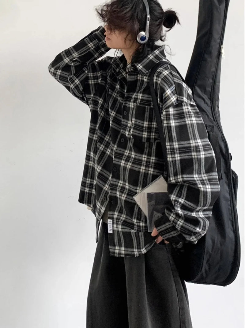 Vintage Plaid Easy Loose Fit Top