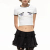 Watery Eyes Print Cartoon Cut-Short T-Shirt