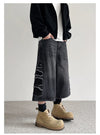 Heritage Aesthetic Black Torn Relaxed Denim Shorts