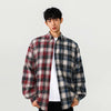 Dual-Tone Plaid Cotton Long Street Top