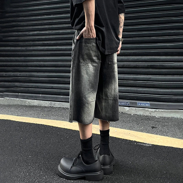 Ombre Rugged Look Rinse Denim Shorts alternatif görünüm