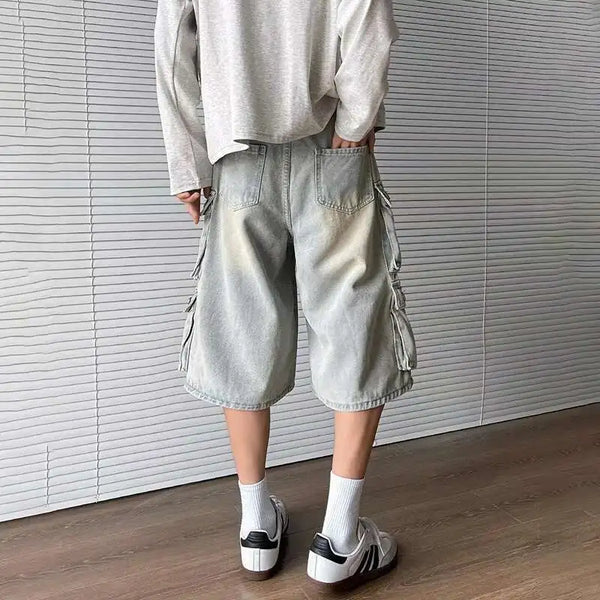 Insulated Stylish Ombre Rinse Denim Shorts alternatif görünüm