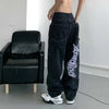 Classic Urban Beat Letter Print Denim Classic Leg Denim