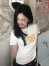 Washed-Out Sundaze Love Pattern Print T-Shirt