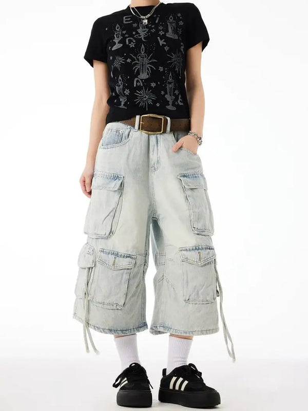 Heritage Rinse Relaxed Calf-Length Denim Shorts