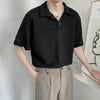 Enduring Clean-Tone Color Han River Style Button Placket-Neck T-Shirt